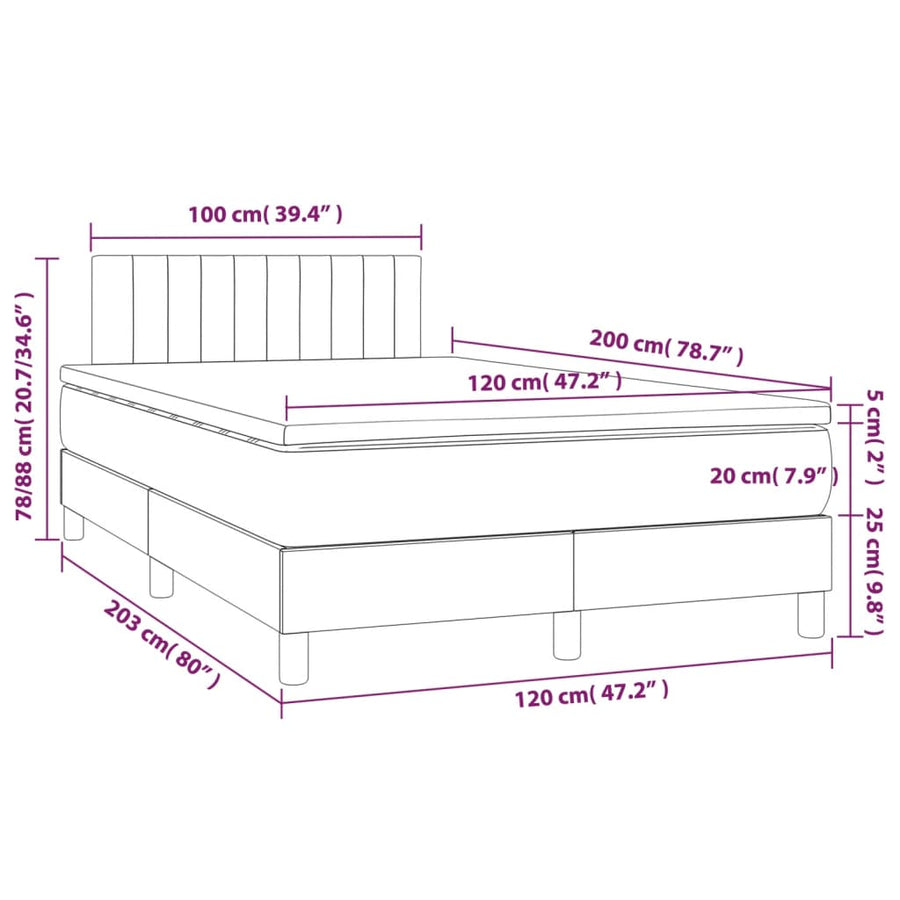 Boxspring met matras stof crèmekleurig 120x200 cm 120 x 200 cm Verticale strepen