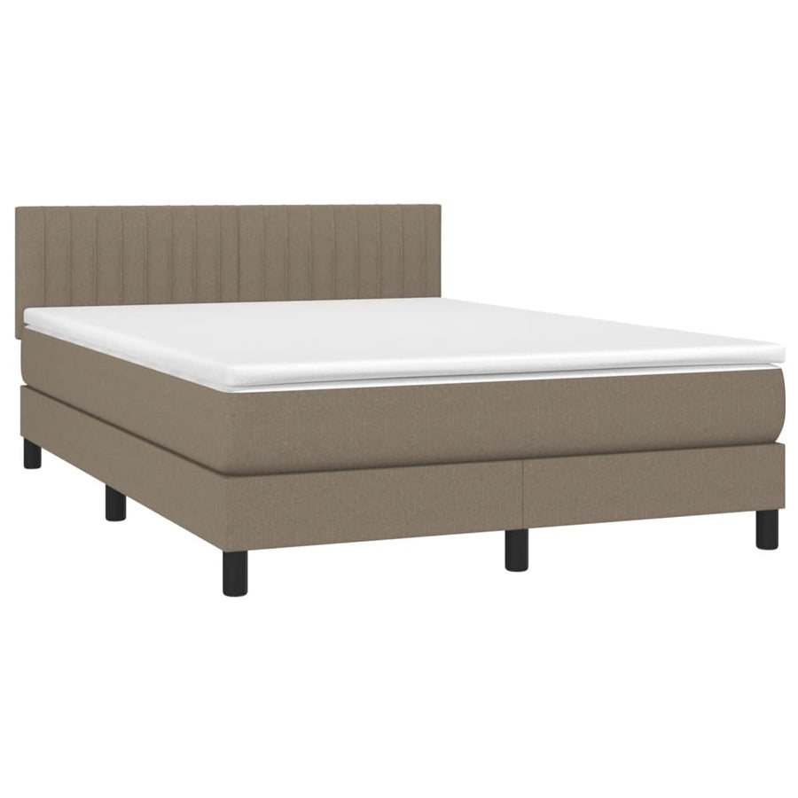 Boxspring Met Matras Stof Taupe 140 x 190 cm Verticale strepen