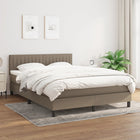 Boxspring Met Matras Stof Taupe 140 x 190 cm Verticale strepen