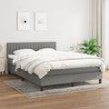 Boxspring met matras stof donkergrijs 140x200 cm