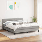 Boxspring Met Matras Stof Lichtgrijs 160 x 200 cm Verticale strepen