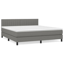 Boxspring Met Matras Stof Donkergrijs 160 x 200 cm Verticale strepen