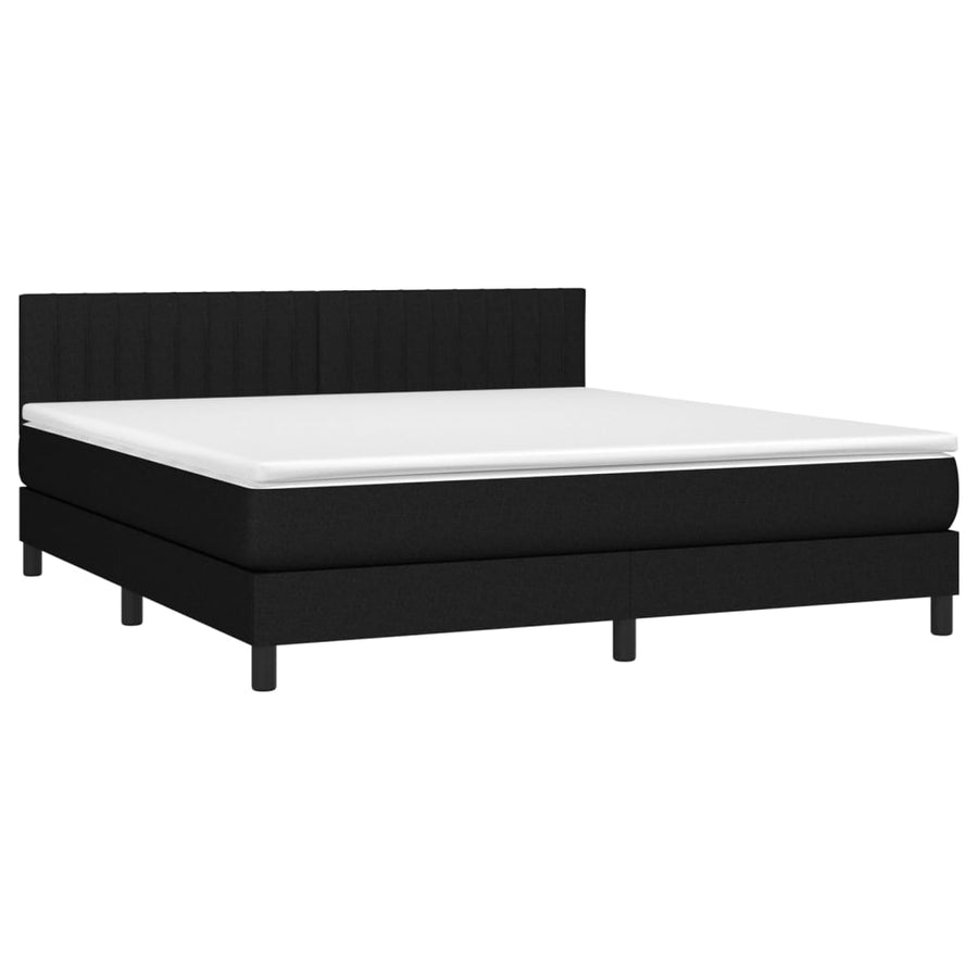 Boxspring Met Matras Stof Zwart 160 x 200 cm Verticale strepen
