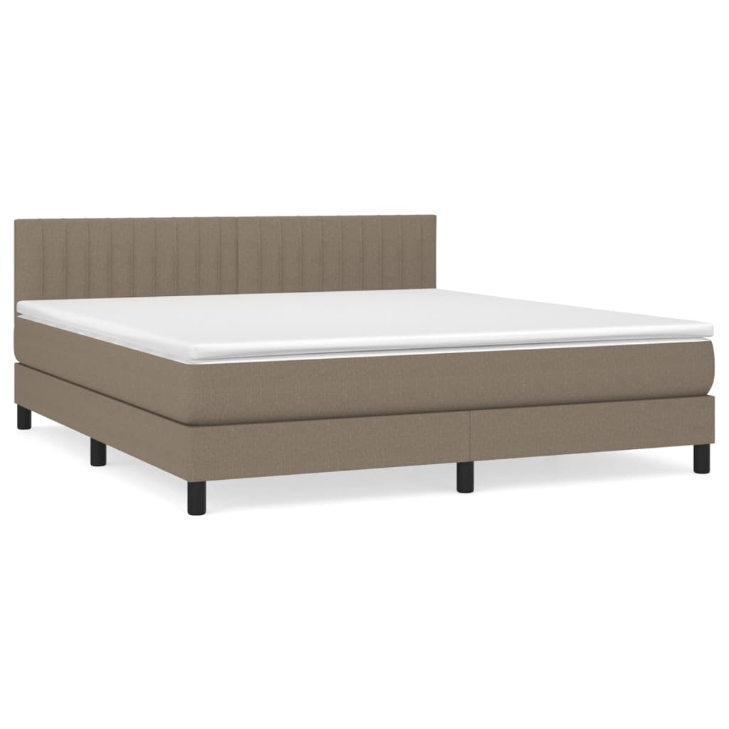 Boxspring met matras stof taupe 160x200 cm 160 x 200 cm Taupe