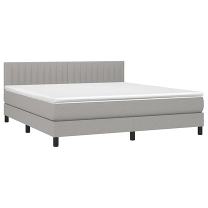 Boxspring Met Matras Stof Lichtgrijs 180 x 200 cm Verticale strepen