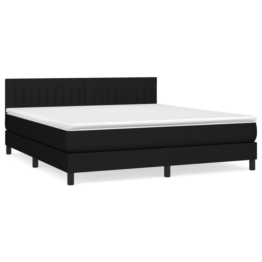 Boxspring Met Matras Stof Zwart 180 x 200 cm Verticale strepen