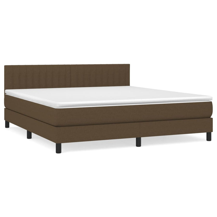 Boxspring Met Matras Stof 180 x 200 cm Donkerbruin