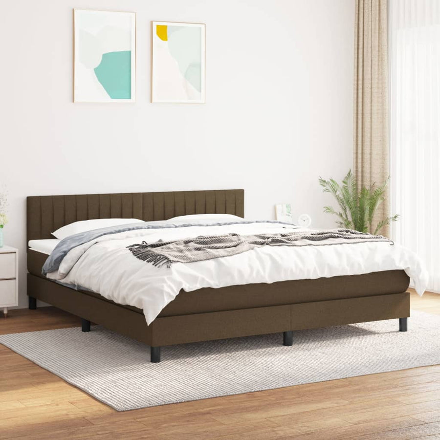 Boxspring Met Matras Stof 180 x 200 cm Donkerbruin
