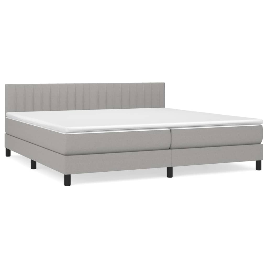 Boxspring Met Matras Stof Lichtgrijs 200 x 200 cm Verticale strepen