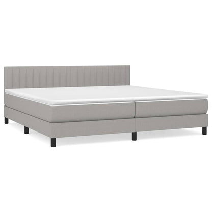 Boxspring Met Matras Stof Lichtgrijs 200 x 200 cm Verticale strepen