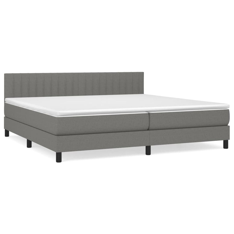 Boxspring Met Matras Stof Donkergrijs 200 x 200 cm Verticale strepen