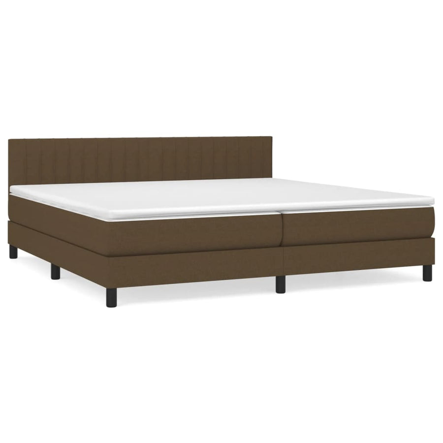 Boxspring Met Matras Stof Donkerbruin 200X200 Cm 200 x 200 cm Verticale strepen
