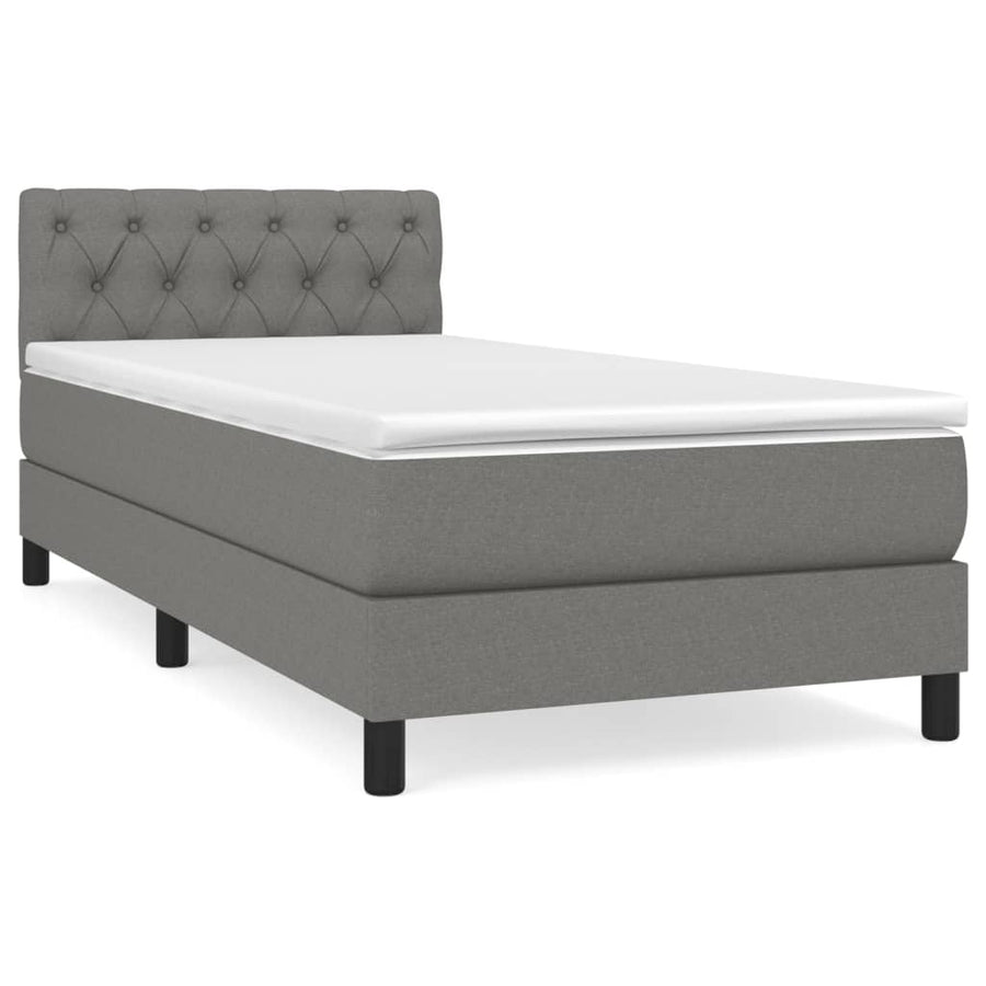 Boxspring Met Matras Stof Donkergrijs 80 x 200 cm Getuft ontwerp
