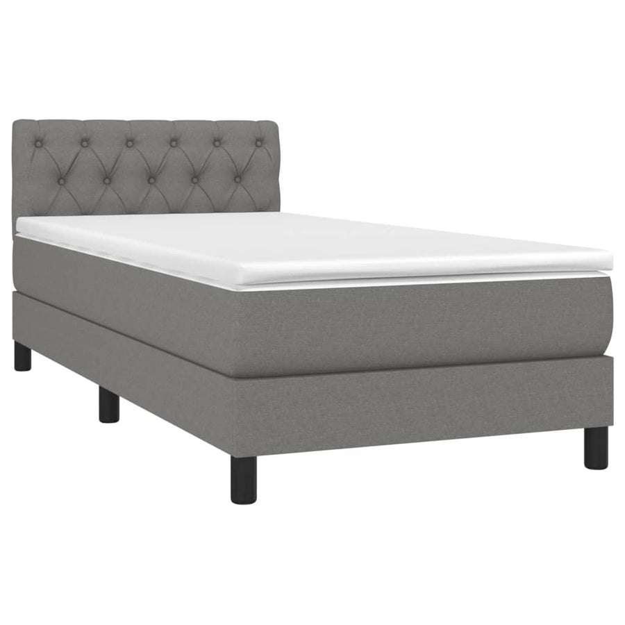 Boxspring Met Matras Stof Donkergrijs 80 x 200 cm Getuft ontwerp