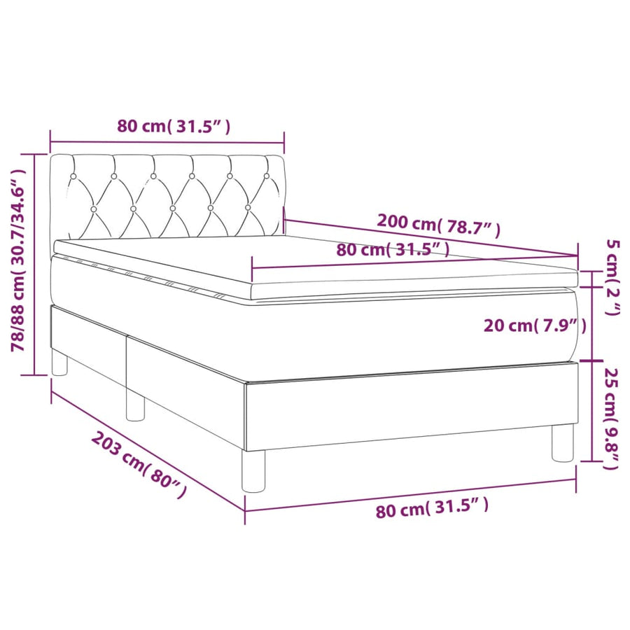 Boxspring met matras stof taupe 80x200 cm 80 x 200 cm Getuft ontwerp