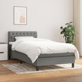 Boxspring met matras stof donkergrijs 90x190 cm
