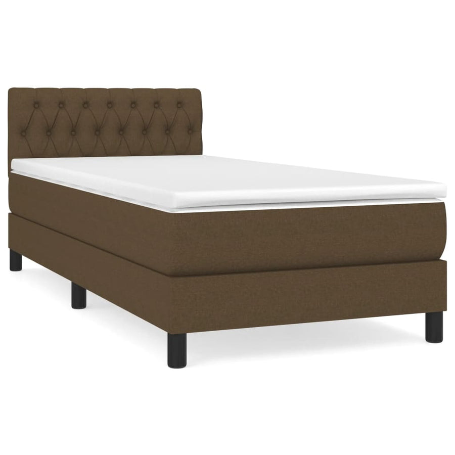 Boxspring Met Matras Stof Donkerbruin 90 x 190 cm Getuft ontwerp