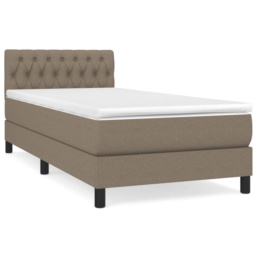 Boxspring met matras stof taupe 90x200 cm 90 x 200 cm Taupe