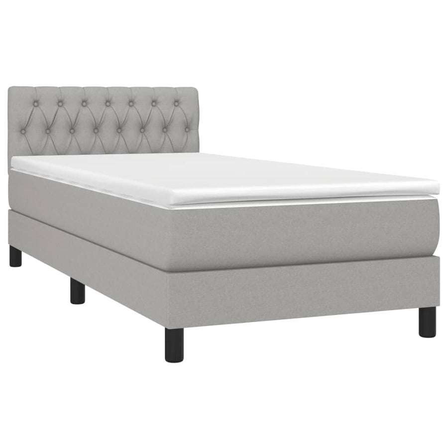 Boxspring Met Matras Stof Lichtgrijs 100X200 Cm Lichtgrijs 100 x 200 cm Getuft ontwerp