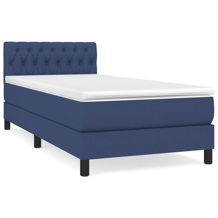 Boxspring Met Matras Stof Blauw 100X200 Cm 100 x 200 cm Getuft ontwerp