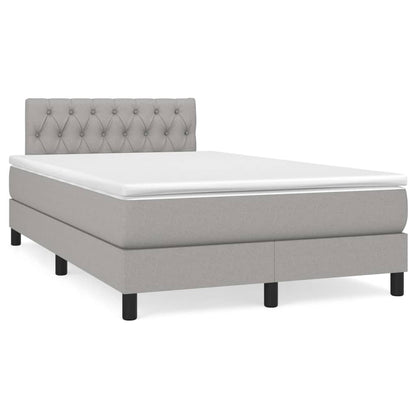 Boxspring Met Matras Stof Lichtgrijs 120X200 Cm Lichtgrijs 120 x 200 cm Getuft ontwerp