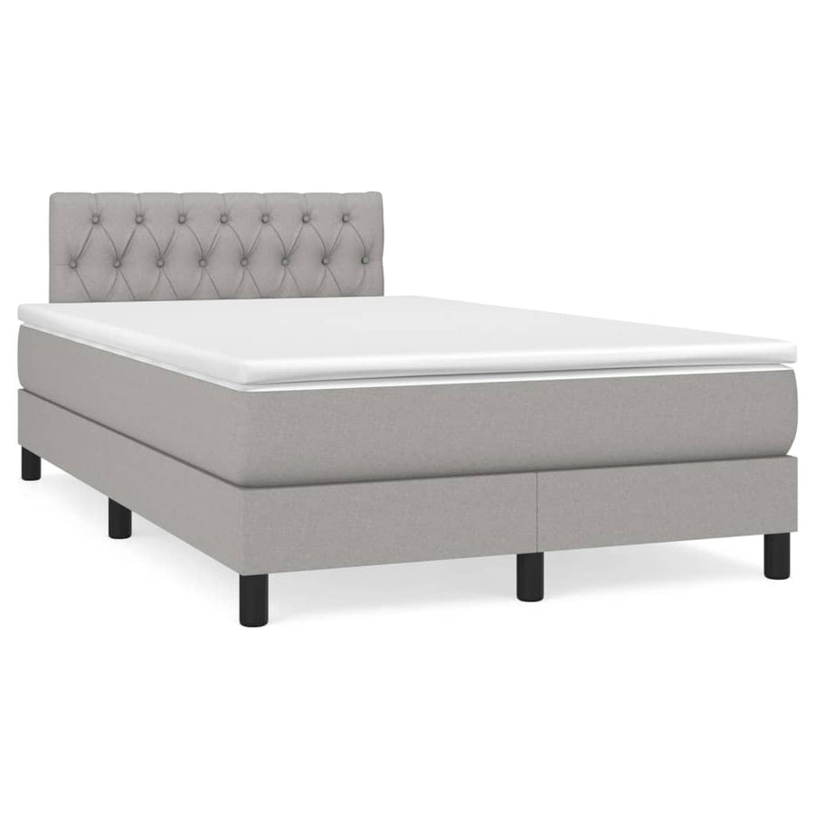 Boxspring Met Matras Stof Lichtgrijs 120X200 Cm Lichtgrijs 120 x 200 cm Getuft ontwerp