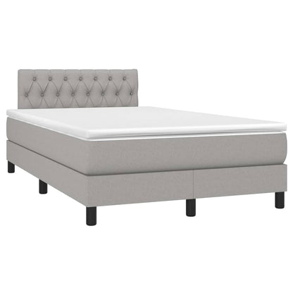 Boxspring Met Matras Stof Lichtgrijs 120X200 Cm Lichtgrijs 120 x 200 cm Getuft ontwerp