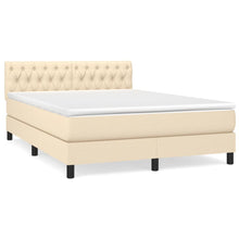 Boxspring met matras stof crèmekleurig 140x190 cm 140 x 190 cm Crème