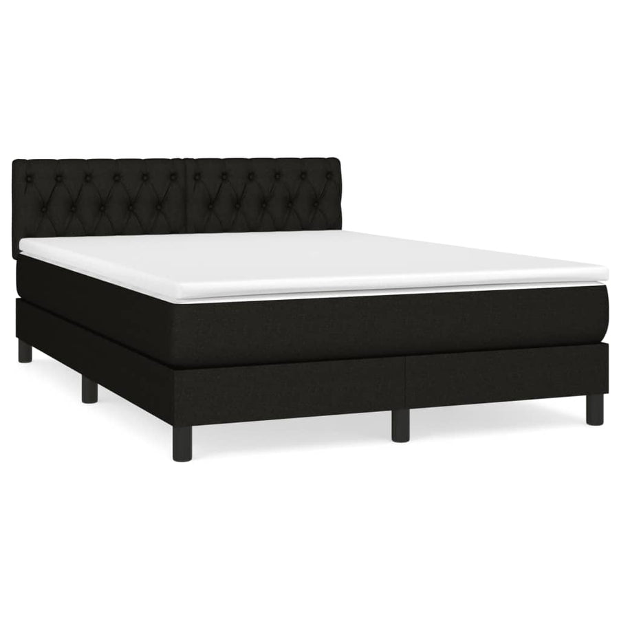 Boxspring Met Matras Stof Zwart 140 x 200 cm Getuft ontwerp