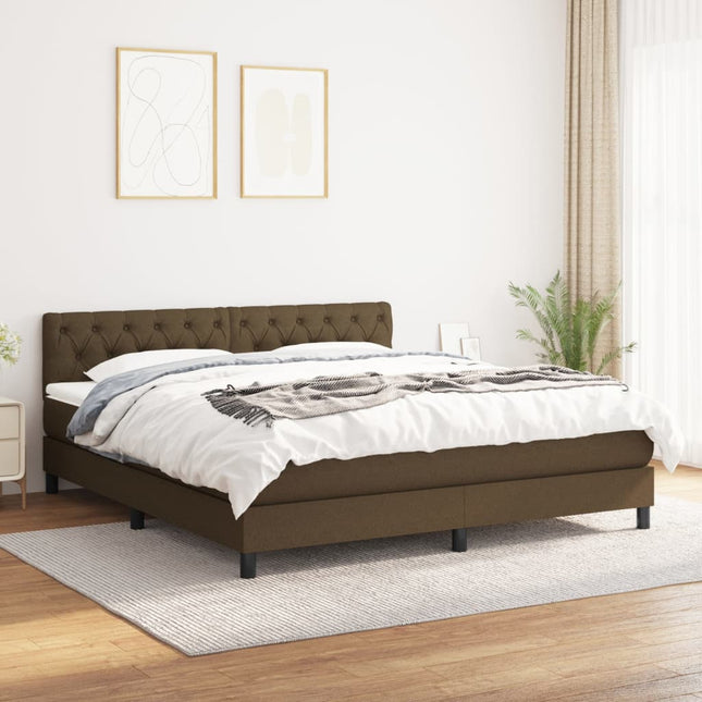 Boxspring Met Matras Stof Donkerbruin 160 x 200 cm Getuft ontwerp