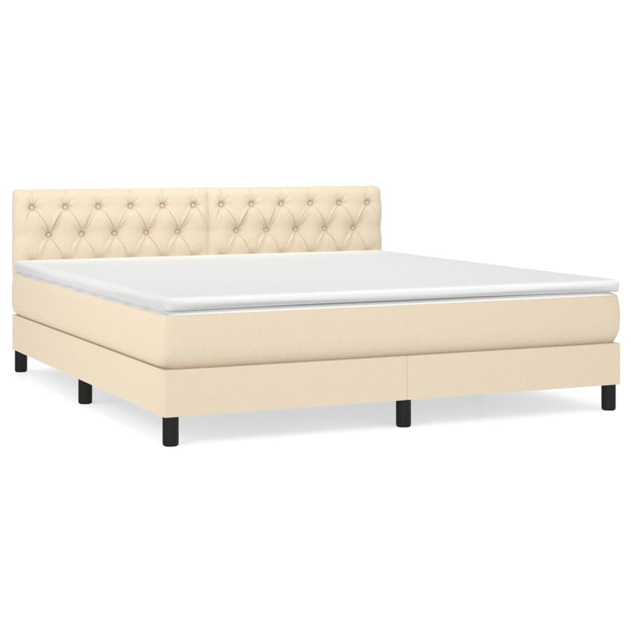 Boxspring Met Matras Stof Kleurig Crème 160 x 200 cm Getuft ontwerp