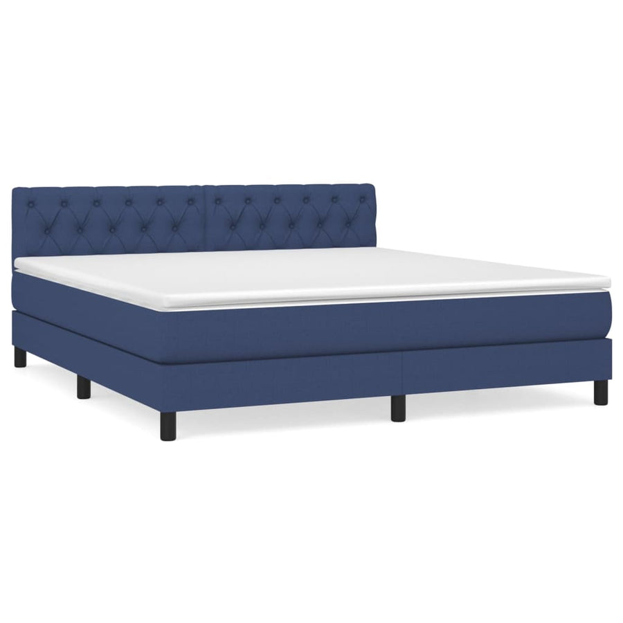 Boxspring Met Matras Stof Blauw 160 x 200 cm Getuft ontwerp
