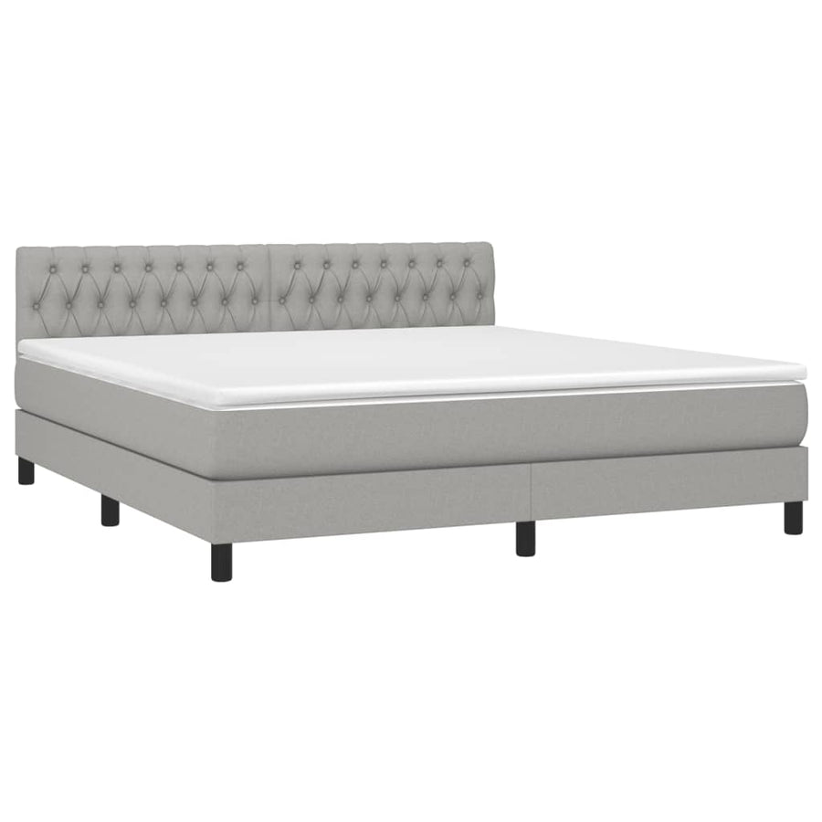 Boxspring Met Matras Stof Lichtgrijs 180 x 200 cm Getuft ontwerp