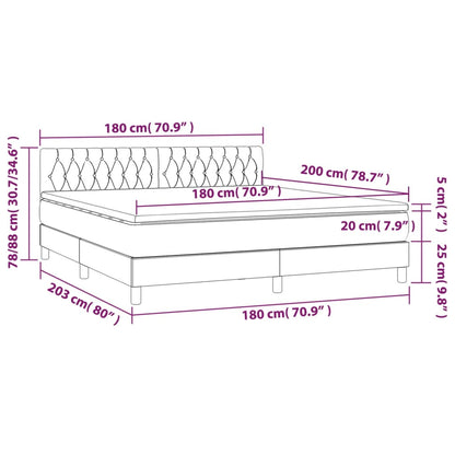 Boxspring Met Matras Stof Lichtgrijs 180 x 200 cm Getuft ontwerp