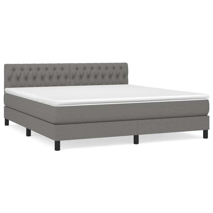 Boxspring Met Matras Stof Donkergrijs 180 x 200 cm Getuft ontwerp