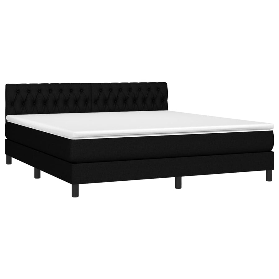 Boxspring Met Matras Stof Zwart 180 x 200 cm Getuft ontwerp