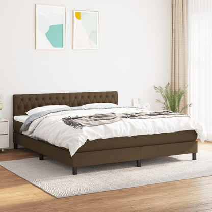 Boxspring Met Matras Stof Donkerbruin 180X200 Cm