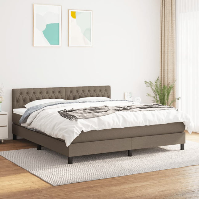 Boxspring Met Matras Stof Taupe 180X200 Cm Taupe 180 x 200 cm Getuft ontwerp