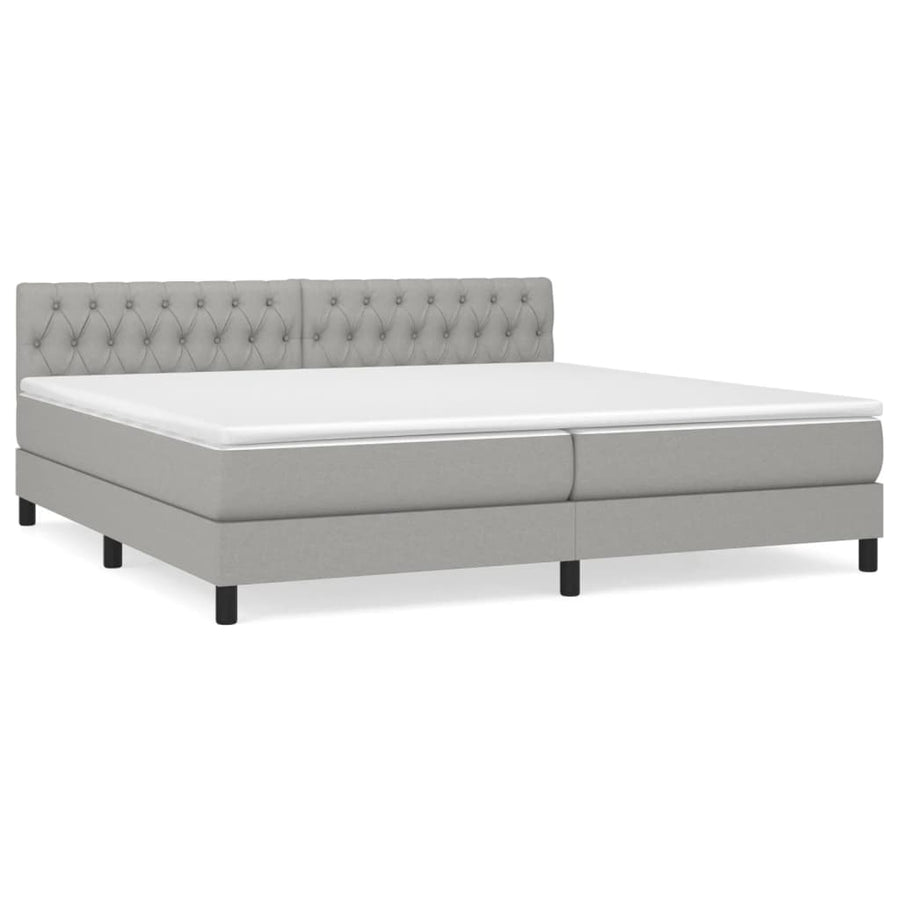 Boxspring Met Matras Stof Lichtgrijs 200 x 200 cm Getuft ontwerp