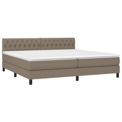 Boxspring met matras stof taupe 200x200 cm 200 x 200 cm Taupe