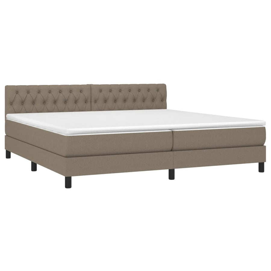 Boxspring met matras stof taupe 200x200 cm 200 x 200 cm Taupe