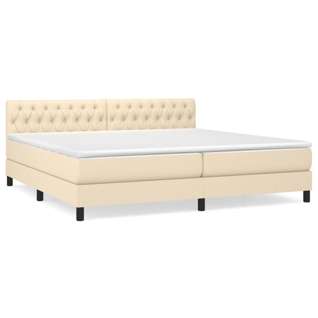Boxspring Met Matras Stof Kleurig Crème 200 x 200 cm Getuft ontwerp