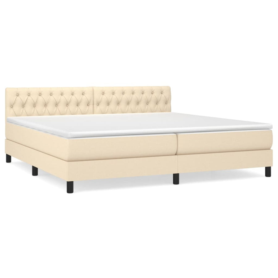 Boxspring Met Matras Stof Kleurig Crème 200 x 200 cm Getuft ontwerp