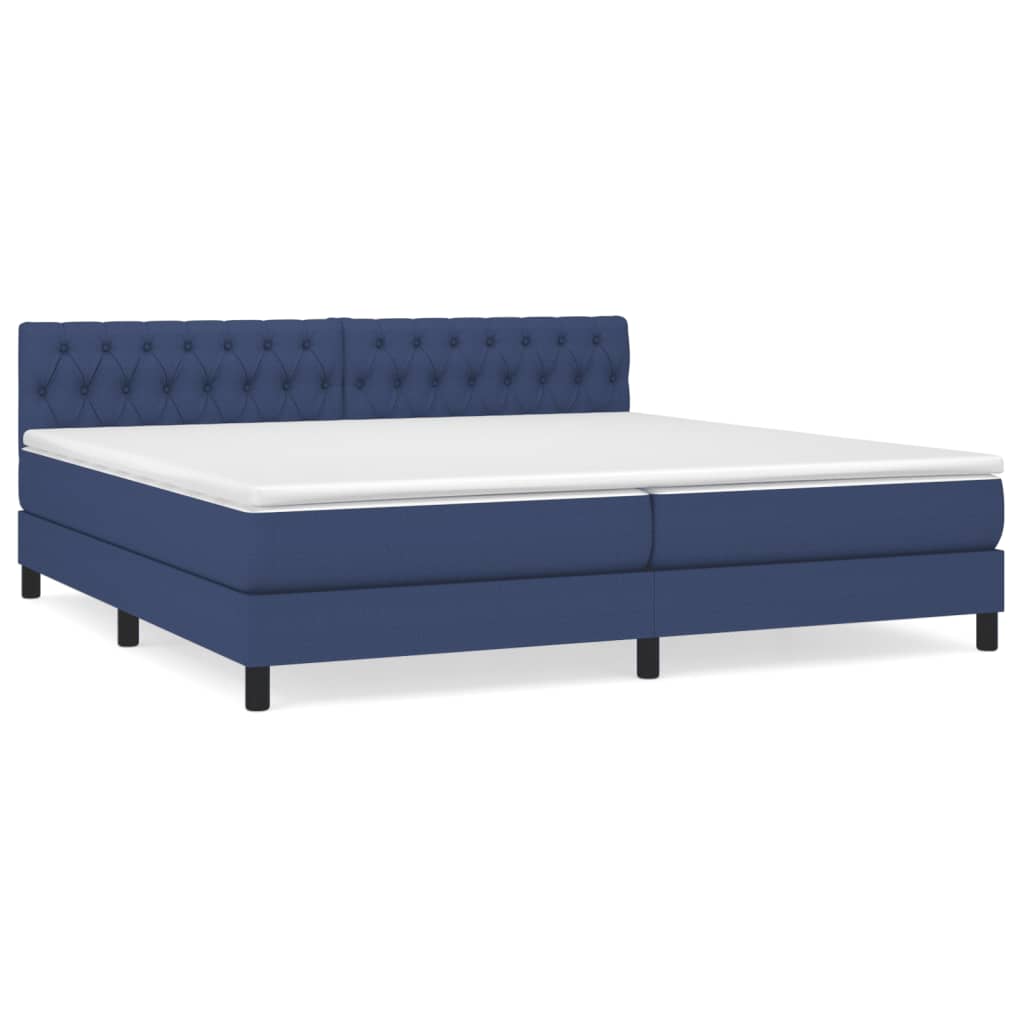 Boxspring Met Matras Stof Blauw 200 x 200 cm Getuft ontwerp