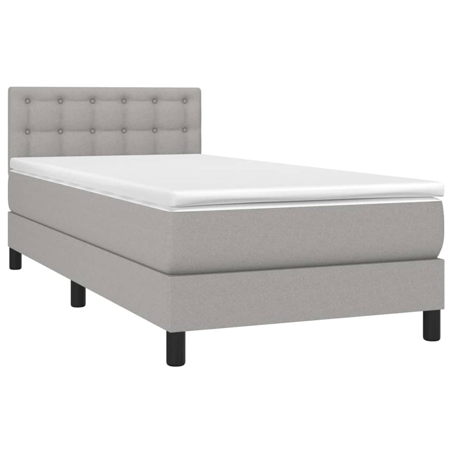 Boxspring Met Matras Stof Lichtgrijs 80 x 200 cm Knopen