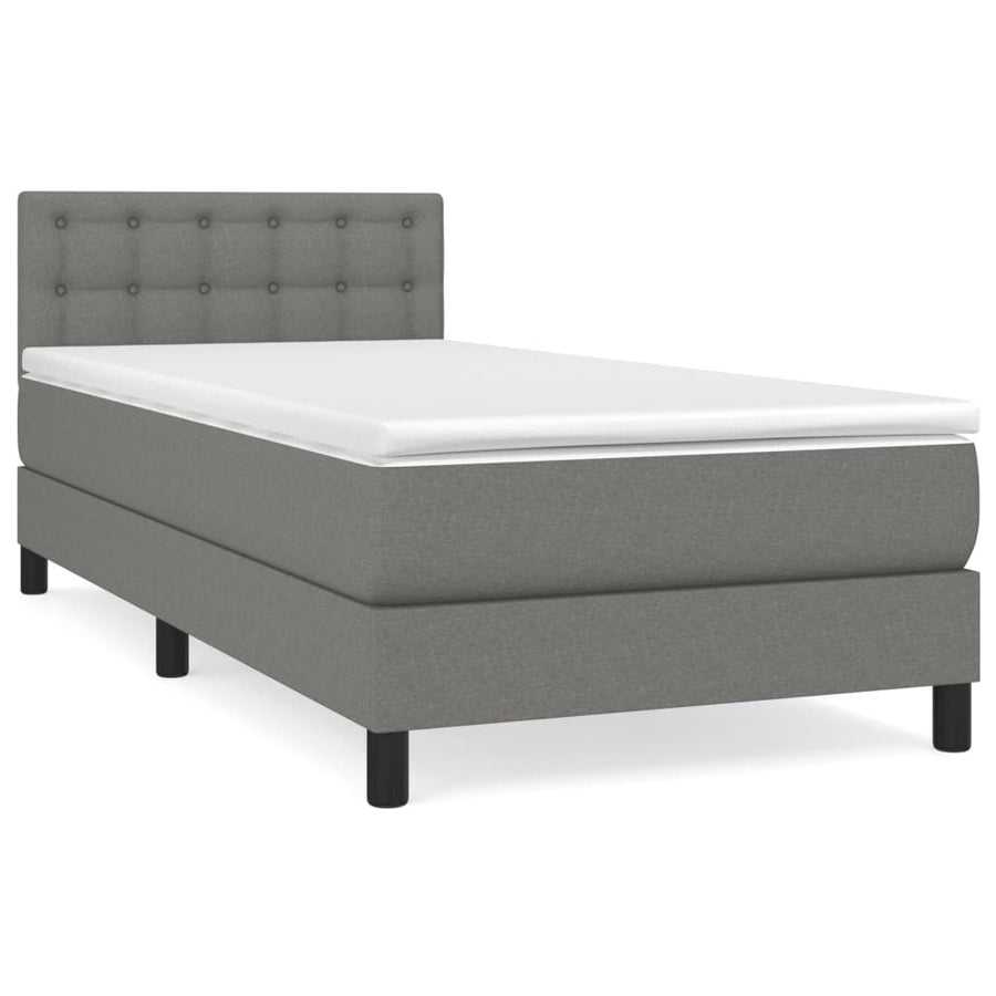 Boxspring Met Matras Stof Donkergrijs 80 x 200 cm Knopen