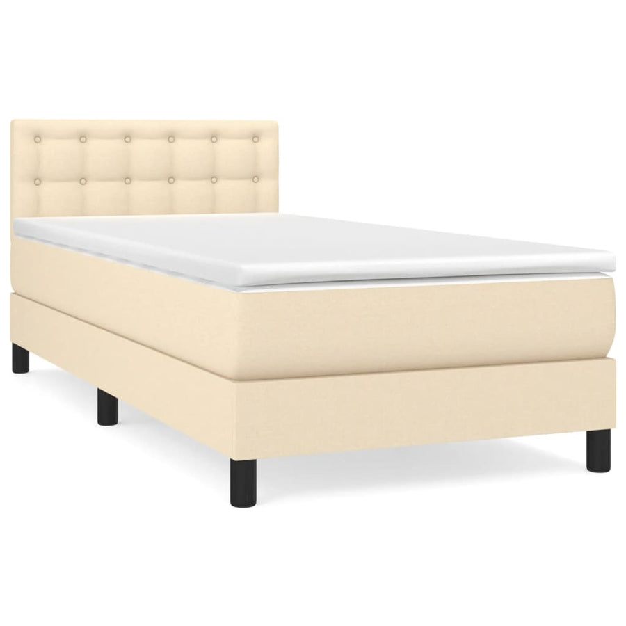 Boxspring met matras stof crèmekleurig 80x200 cm 80 x 200 cm Knopen