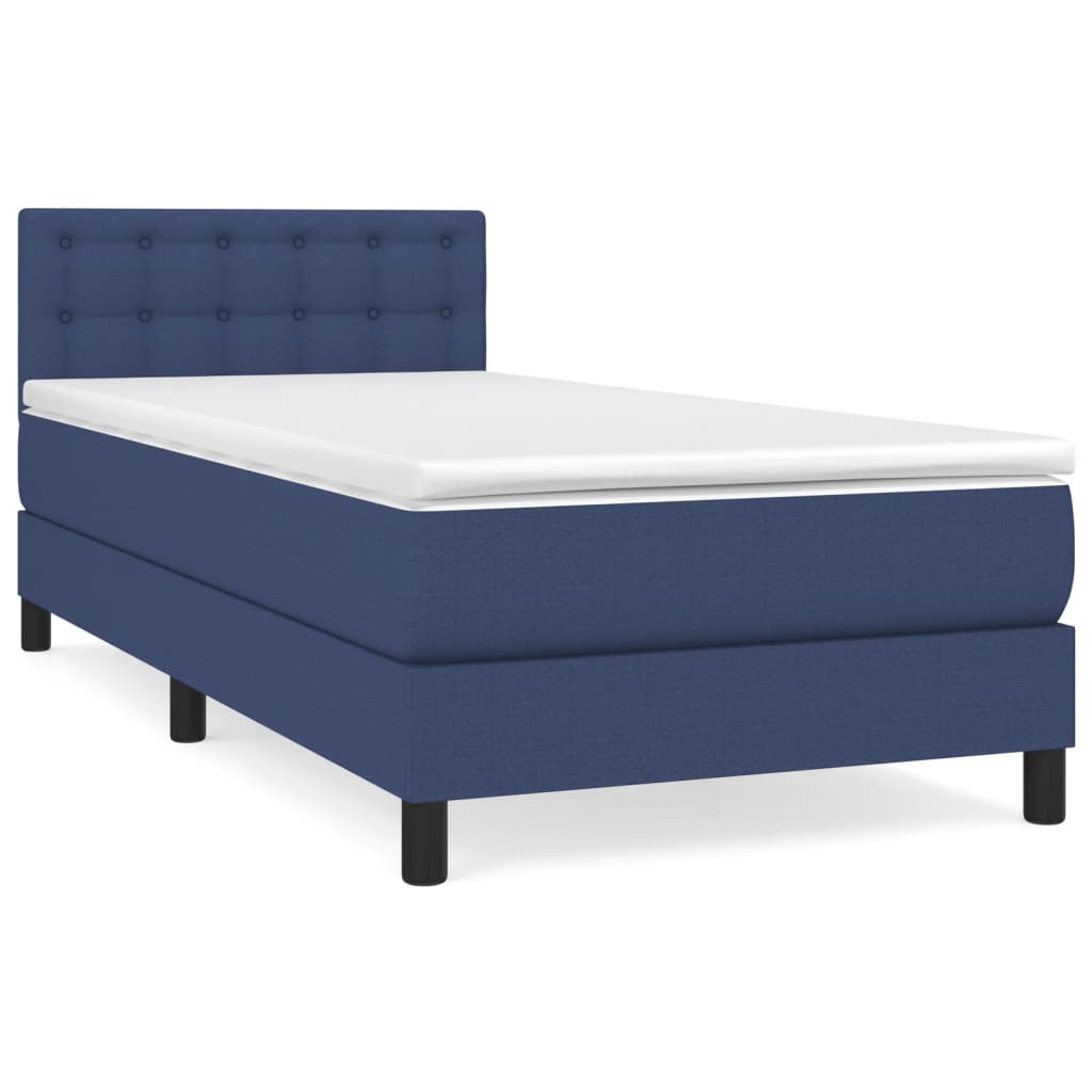 Boxspring Met Matras Stof Blauw 80 x 200 cm Knopen