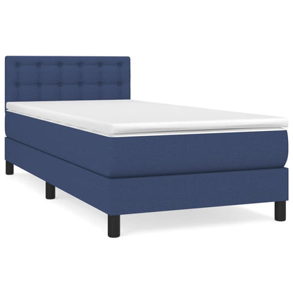 Boxspring Met Matras Stof Blauw 80 x 200 cm Knopen