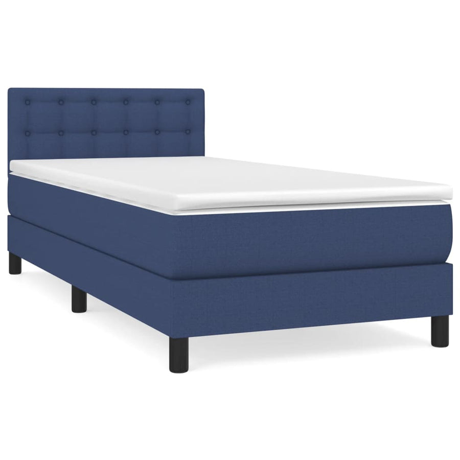 Boxspring Met Matras Stof Blauw 80 x 200 cm Knopen
